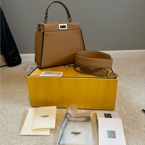 Fendi Peekaboo “Mini” beige leather bag